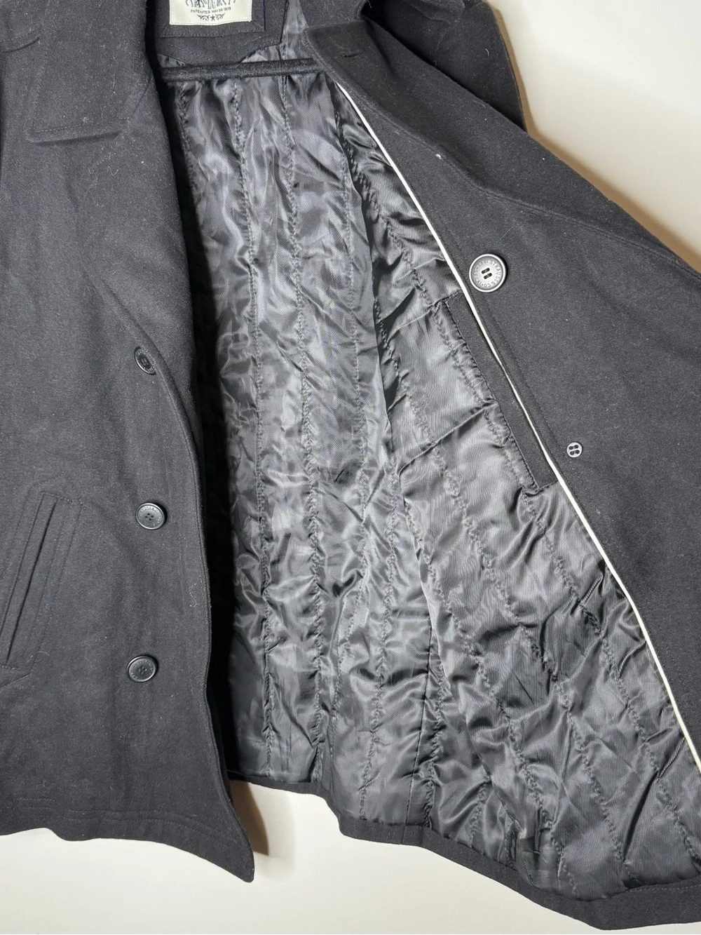 Levi's black double-breasted wool blend pea coat